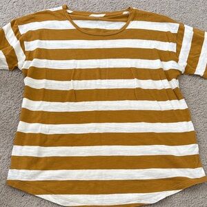 Madewell Mustard and White Striped Tee